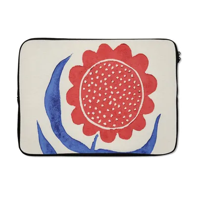 Produktbild von MuchoWow® Laptop Hülle 14 ZollBlume - Pflanze - Rot - Blau Laptoptasche - Laptoptasche - Stoßsicher - Schutzhaube