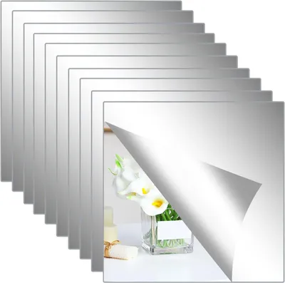 Obrázok produktu pre Zrkadlové dlaždice 30 x 30 cm, 10 kusov, akryl, samolepiace, do kúpeľne