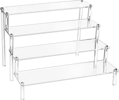 Produktbild von 4-Stufig Acryl Display Ständer aus 4 mm Starker Acrylplatte - 30x25x20cm - Transparente Acryl Display Riser Regal für Figuren, Schmuck, Cupcake, Lippenstift, Nagellack, Gewürz