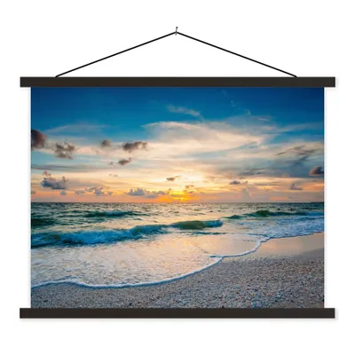 Produktbild von MuchoWow® Textilposter Strand - Meer - Sonnenuntergang 150x113 cm mit schwarzem Rahmen - Wohnzimmer