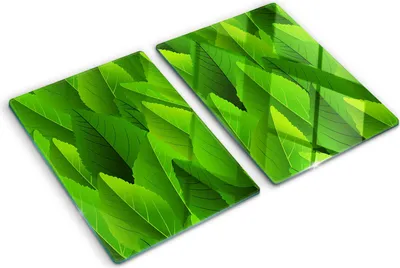Obrázek produktu pro Kryt varné desky – Kryt na indukční desku – Ochranná skleněná deska – 2x40x52 cm– Skleněné ochranné desky na sporák –Tvrzené sklo –Zelené listy