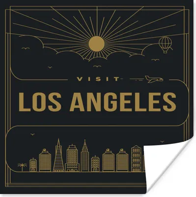 Produktbild von MuchoWow® Poster Los Angeles - Skyline - Gold 50x50 cm - Wohnzimmerdekoration