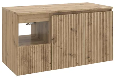 Imagen del producto de vidaXL Juego de 2 muebles de baño, estilo artesanal, chapa de madera en color roble