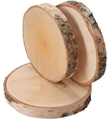 Image de Grandes rondelles d'arbre 3 pcs. Bois de décoration Disques en bois Plaques en bois 20 cm
