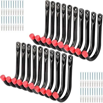 Image de Crochets de garage, lot de 20 crochets en J robustes de 9 cm pour sacoches à outils et supports de vélo