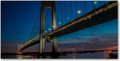 Produktbild von Tulup® Glas-Bild - 100x50 -Wandkunst - Wandbild hinter gehärtetem Sicherheitsglas  - Sehenswürdigkeiten & Architektur - Brooklyn-Brücke - Blau