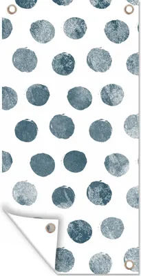 Produktbild von MuchoWow® 40x80 cm Outdoor-Poster Gartendeko Sichtschutz Garten Poster für den Garten  Polka dots - Grau - Weiß