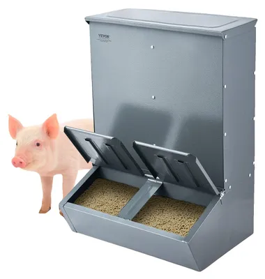 Produktbild von VEVOR Schweinefütterer, 2,2 Scheffel Kapazität, Einzeltür Schweinefütterer, Schwerlaststahl Ferkel Fütterer, Multifunktionaler Trog Creep Fütterer, Outdoor Viehfutterer Farmzubehör für die Fütterung von bis zu 5 Schweinen, Doppeltüriger Schweinefütterer, 1 Pack-b