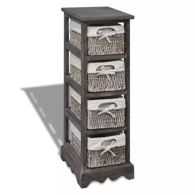 Immagine prodotto di vidaXL Scaffale in legno con 4 cestini Marrone