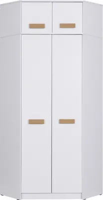 Produktbild von DESIGN MÖBEL Gustavo 08 – Eckkleiderschrank 91x195 cm in Weiß/Eiche Riviera, mit Schrankerweiterung, Soft-Close, ideal für jedes Zimmer