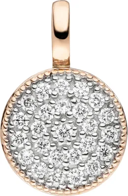Produktbild von Anhänger aus 585 Gold Rotgold rund flach mit 24 Diamanten Brillanten 0,15 Ct.