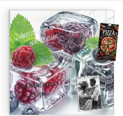 Produktbild von Magnettafel 50x50cm Pinnwand Whiteboard beschreibbar - Eiswürfel Beerenmix