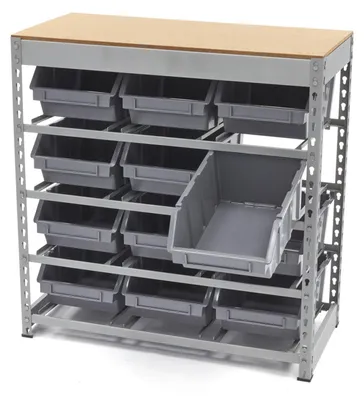 Immagine prodotto di Scatole impilabili set 4x scaffale a parete sistema di stoccaggio, scaffale con 12 contenitori