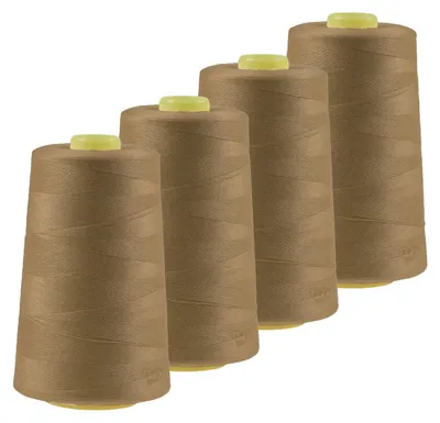 4 x 4572m Polyester Overlock Garn braunbeige