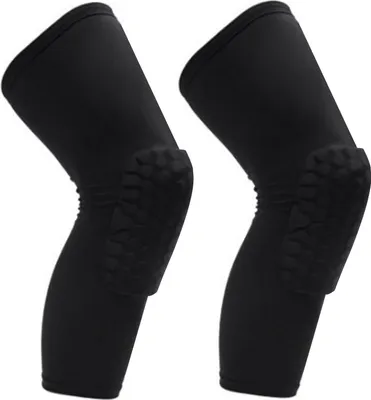 Produktbild von 2PCS Knieorthese Unisex Verlängerte Waben-Antikollisions-Kompressionsmanschette für Basketball Schwarz M Für 160-175CM Körpergröße