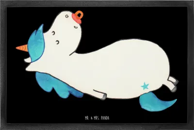Produktbild von Mr. & Mrs. Panda Schmutzmatte Einhorn Schnuller 60 x 90 cm - Schwarz - Geschenk, Schmutzfangmatte, Schmutzfänger, fußmatte, Unicorn, Mama, Geburt, Fußabstreifer, Mutter
