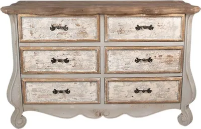 Landhausstil Shabby Chic Kommode Schrank Grau Beige Gold Braun Country Style Shabby Chic Chest of Drawers Gray Beige Gold Brown