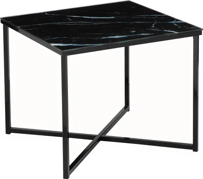 Produktbild von SalesFever Beistelltisch quadratisch | Glasplatte foliert in Marmor-Optik | Gestell Metall | B 50 x T 50 x H 42 cm | schwarz