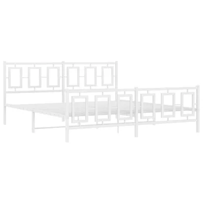 Zdjęcie produktu dla Metalowa rama łóżka z wezgłowiem i zanóżkiem, biała, 180x200 cm