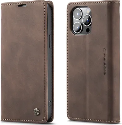 Obrázek produktu pro Pouzdro pro iPhone 14 Pro, RetroPolyuretanKožené Pouzdro s Funkcí Stojánku bronz
