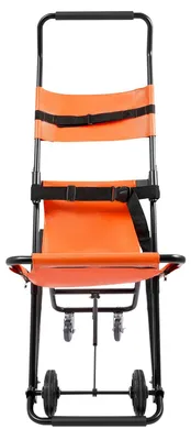 Produktbild von Evakuierungstreppenstuhl - Faltbarer Transportstuhl - 4 Räder - Gepolstert - Aluminiumrahmen - Tragfähigkeit 159 kg - Orange