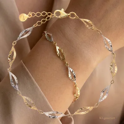Produktbild von Armkette echt Gold 333 (8 kt) in bicolor 16,5 + 2,5 cm lang