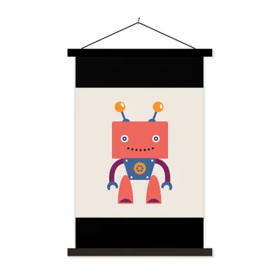 Produktbild von MuchoWow® Textilposter Roboter - Getriebe - Gesicht - Antenne - Kinder - Jugendliche 60x90 cm mit schwarzem Rahmen - Poster Wohnzimmer