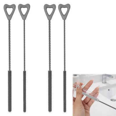 Trinkhalm-Reinigungsbürsten-Set, 2 Stück, 6 & 9 mm, Silikon, grau