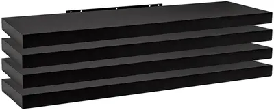 Produktbild von 4-teiliges Set Wandregale | Schwarz | 110x22,9x3,8 cm