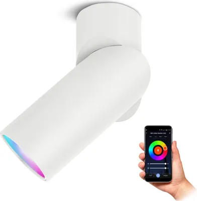 Produktbild von SSC-LUXon TOBI-L Aufbaustrahler weiß schwenkbar inkl. Smart RGB+ GU10 LED Lampe - Aufbauspot WLAN kompatibel mit Alexa, Siri & Google