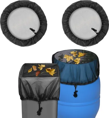 Produktbild von Regentonnennetz 60 cm, 2 Stück Regentonnenabdeckung mit Kordelzug, verstellbares Wassertonnennetz, Schutz vor Mücken und Laub