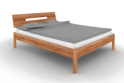 Produktbild von Bett VENTO A-6 200 x 220 aus Massivholz, mit Holzkopfteil, Naturgeölt