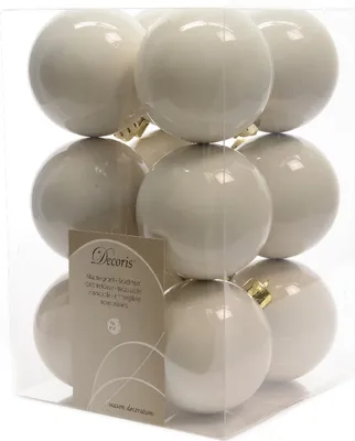 Produktbild von LS-LebenStil 12 Design Weihnachtskugeln 6cm Woll-Weiß Set Kunststoff Baumkugel Christbaumkugel Christbaumschmuck Weihnachtsdeko bruchsicher bruchfest