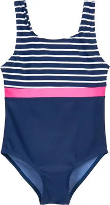 Produktbild von Playshoes Mädchen Schwimmanzug Badeanzug, Marine Ringel, 98-104