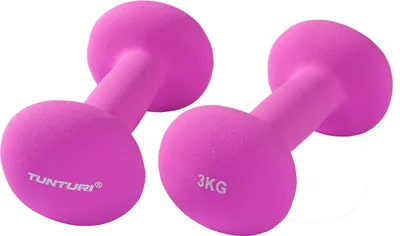 Produktbild von Tunturi 2er Set Kurzhantelset, Fitnessset, 3 kg, bunte Kurzhanteln mit Neoptren