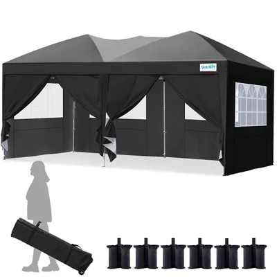 Produktbild von Quictent Faltpavillon 3x6m mit 6 Seitenwänden,Pop up Gartenpavillon mit Rollentasche,Pavillon Partyzelt 3x6 wasserdicht stabil,für Party, Fest,UV 50+