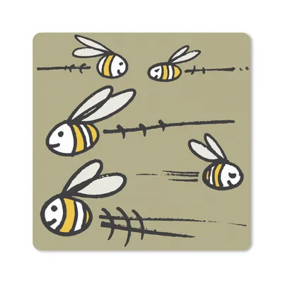 Produktbild von MuchoWow® Mauspad Mousepad Eine Illustration von fünf Bienen vor einem beigen Hintergrund 20x20 cm - Mousepads - Maus Mat - Pad - Mausunterlage - Desk Mat - Bureauartikeln