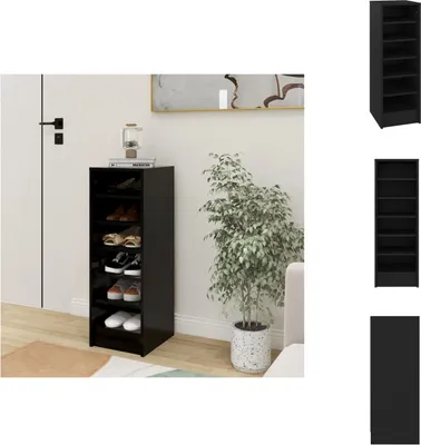 Produktbild von vidaXL Schuhschrank Schwarz 31,5x35x90 cm Holzwerkstoff -  Schuhregale & -schränke