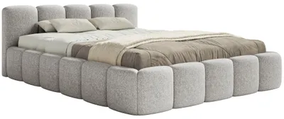 Produktbild von Selsey Cloudy Low - Polsterbett 200x200 mit Bettkasten und Lattenrost, hydrophobe Chenille, Hellgrau