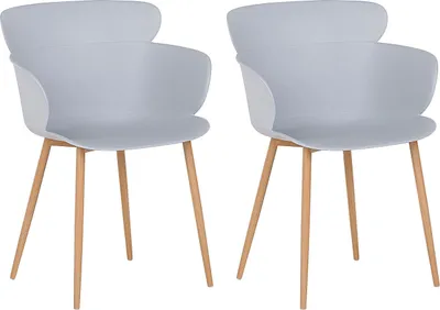 Produktbild von BELIANI Sada 2 jedálenských stoličiek sivá syntetický materiál kovové nohy ergonomické operadlo moderný štýl kuchyňa jedáleň