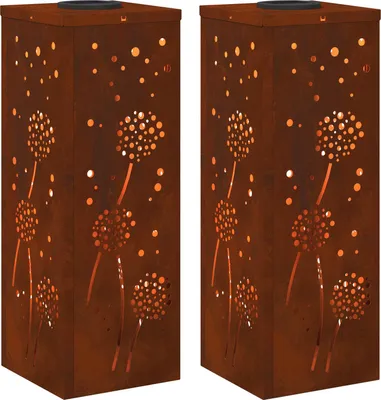 Produktbild von vidaXL Solar LED Weg Licht 2 pcs Rostig Wetterfeststahl