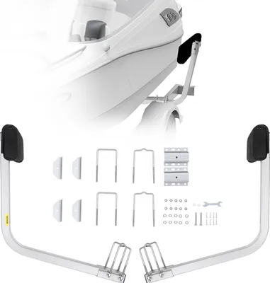 Productafbeelding van T-vormige sleepoog voor aanhangwagens, handleiding voor boot-aanhangwagens, handkriksteun, bootgeleider, 330 mm. Verstelbare breedte. Bootaanhangergeleider - reserveonderdelen en accessoires voor ski-boten, vissersboten, zeilboot-aanhangwagens
