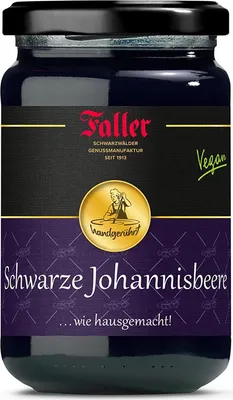 Produktbild von Fruchtaufstriche aus dem Schwarzwald Faller Johannisbeere schwarz Konfitüre extra
