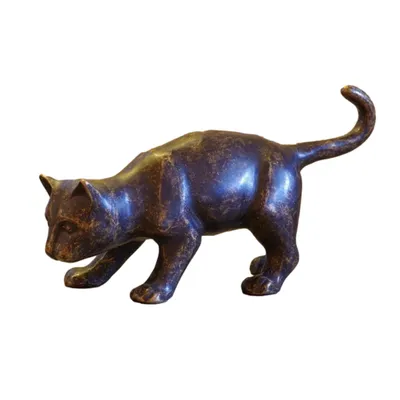 Produktbild von Schöne Figur Katze für Außen- und Innenbereich zur Dekoration, aus Bronze Frostfest Witterungsbeständig, Tierfigur zur Gartengestaltung BOAN-0017