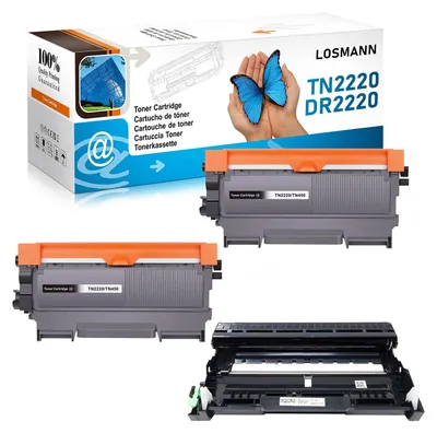 Obrázok produktu pre LOSMANN 2x tonériové kazety a 1x valec kompatibilné s Brother TN2220 TN2010 DR2200 pre tlačiarne Brother HL-2215, HL-2240, HL-2240D, HL-2240L, HL-2250DN, HL-2270DW, MFC-7360N, MFC-7460DN, MFC-7860DW, DCP-7055, DCP-7055W