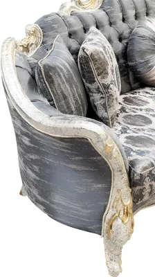 Produktbild von Barock Sofa 3 Sitz Grau Wohnzimmer Klassisch Design Sofa Couch Textil