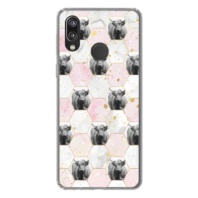 Produktbild von MuchoWow® Handyhülle Schutzhülle Hülle für Huawei P20 Lite (2020) Schottischer Highlander - Muster - Gold Silikon Softcase Handy Hülle - Kartenhalter
