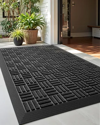 Zdjęcie produktu dla Deurmat - 43 x 73 cm - Polipropylen - Antypoślizgowa - Do użytku wewnątrz i na zewnątrz - Czarna