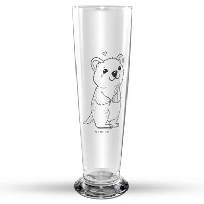 Produktbild von Mr. & Mrs. Panda Bierglas Quokka Happy - Transparent - Geschenk, Niedliches Tier, Trinkglas, Dinge Erledigen, Aufschieberitis, Bierbecher, Lustiger Spruch, Bier Glas