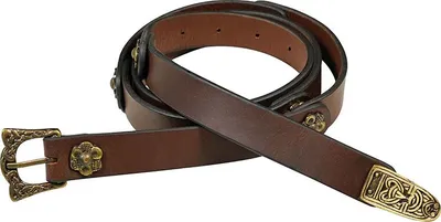 Produktbild von Mittelalter Ledergürtel mit Messingschnalle Braun 127 cm